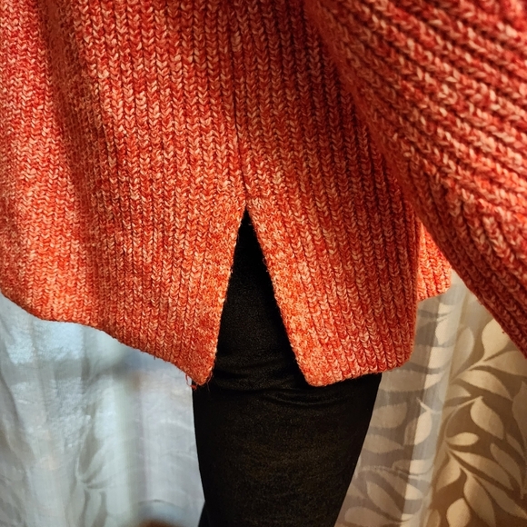 Loft Mock Neck Ribbed Red and White Sweater Size M - Picture 3 of 11